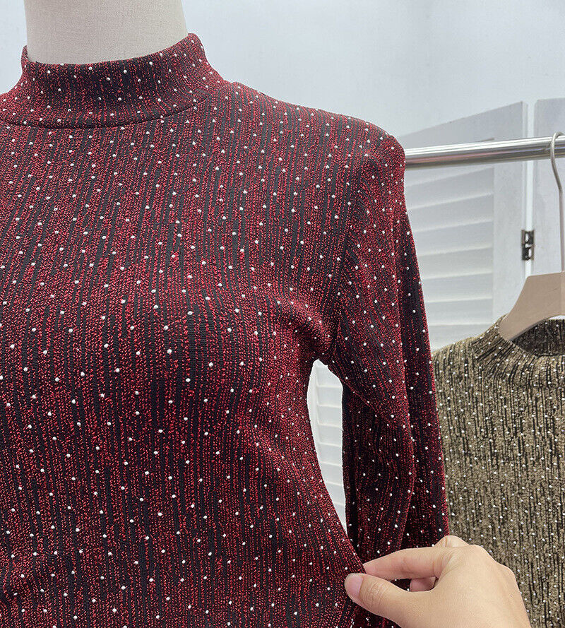 Mujeres Lentejuelas Bodycon Mangas Largas Almohadillas para los Hombros Acanaladas Fiesta Brillo Vestido Dividido - Imagen 27 de 40