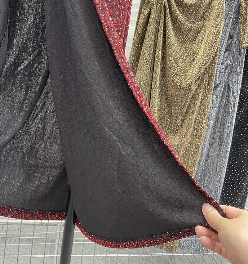 Mujeres Lentejuelas Bodycon Mangas Largas Almohadillas para los Hombros Acanaladas Fiesta Brillo Vestido Dividido - Imagen 29 de 40