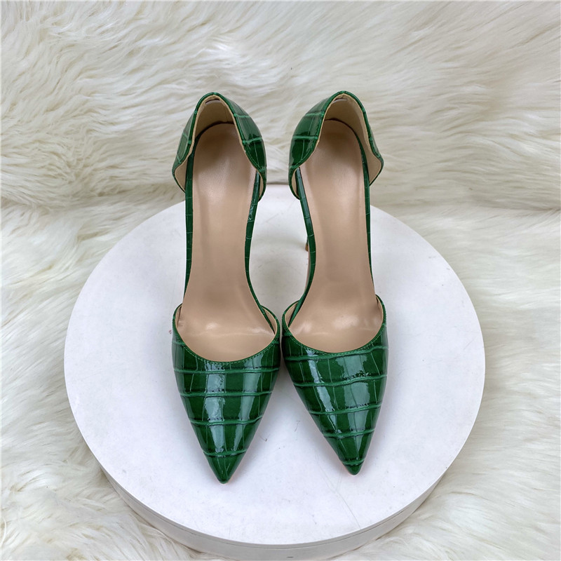 Zapatos de tacón de aguja alto para mujer charol sin cordones punta puntiaguda talla - Imagen 12 de 12