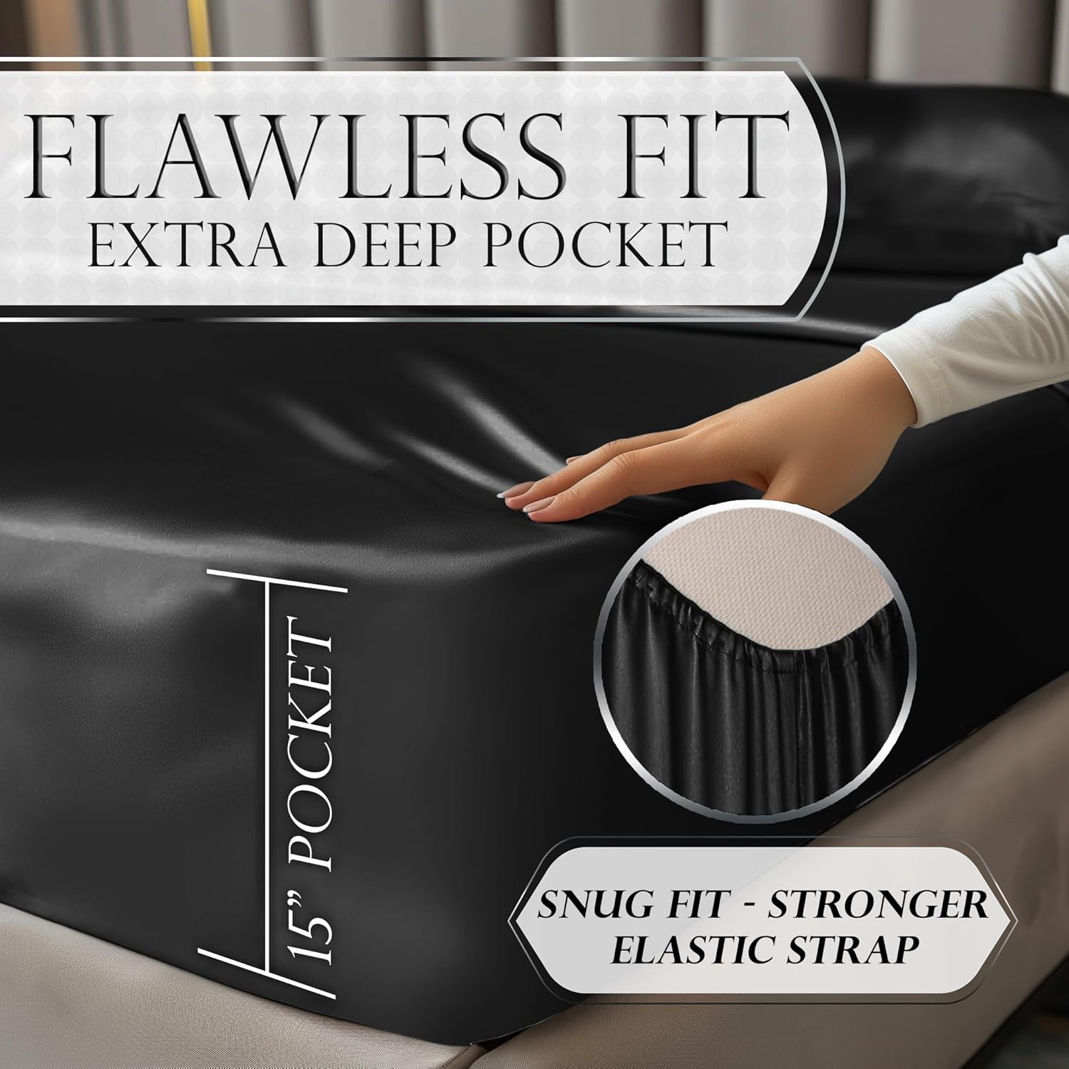 Luxury Satin Bedding Set - Silky Sheets Deep Pocket Wrinkle-Free Skin-Friendly - Picture 28 of 150