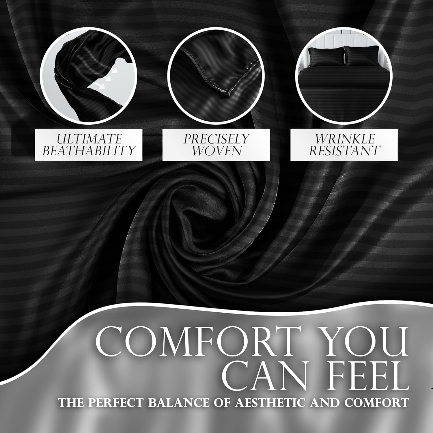 Luxury Satin Bedding Set - Silky Sheets Deep Pocket Wrinkle-Free Skin-Friendly - Picture 51 of 150