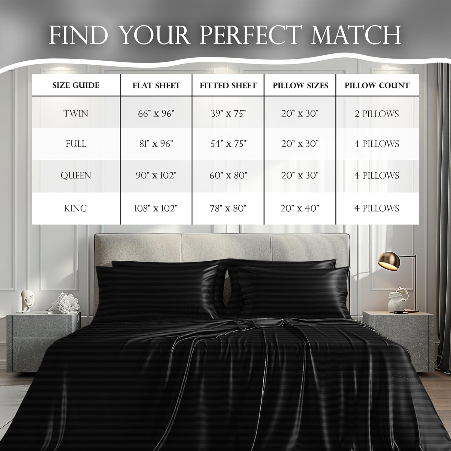 Luxury Satin Bedding Set - Silky Sheets Deep Pocket Wrinkle-Free Skin-Friendly - Picture 54 of 150