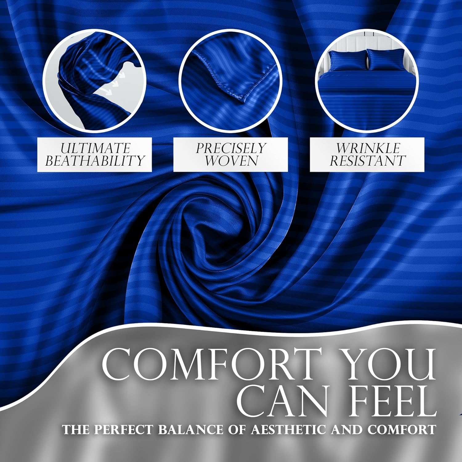 Luxury Satin Bedding Set - Silky Sheets Deep Pocket Wrinkle-Free Skin-Friendly - Picture 57 of 150