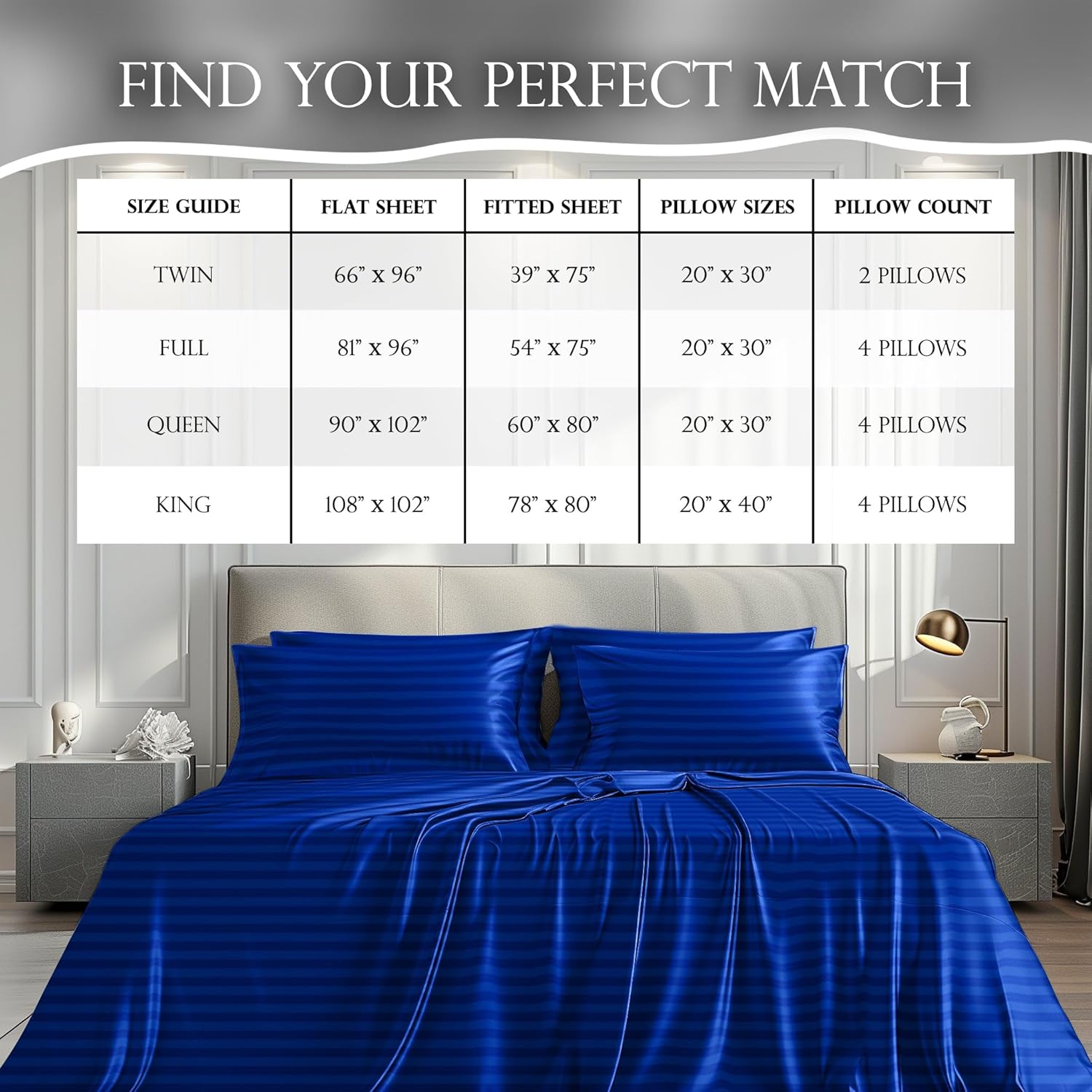 Luxury Satin Bedding Set - Silky Sheets Deep Pocket Wrinkle-Free Skin-Friendly - Picture 60 of 150
