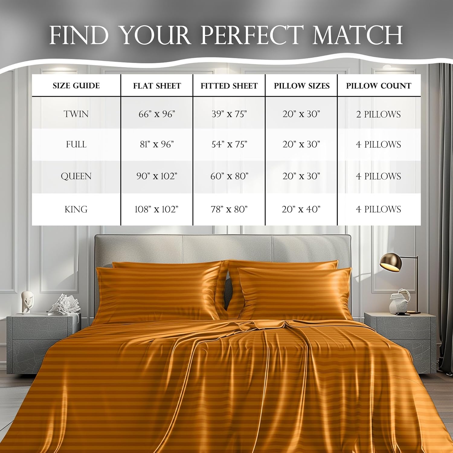 Luxury Satin Bedding Set - Silky Sheets Deep Pocket Wrinkle-Free Skin-Friendly - Picture 66 of 150