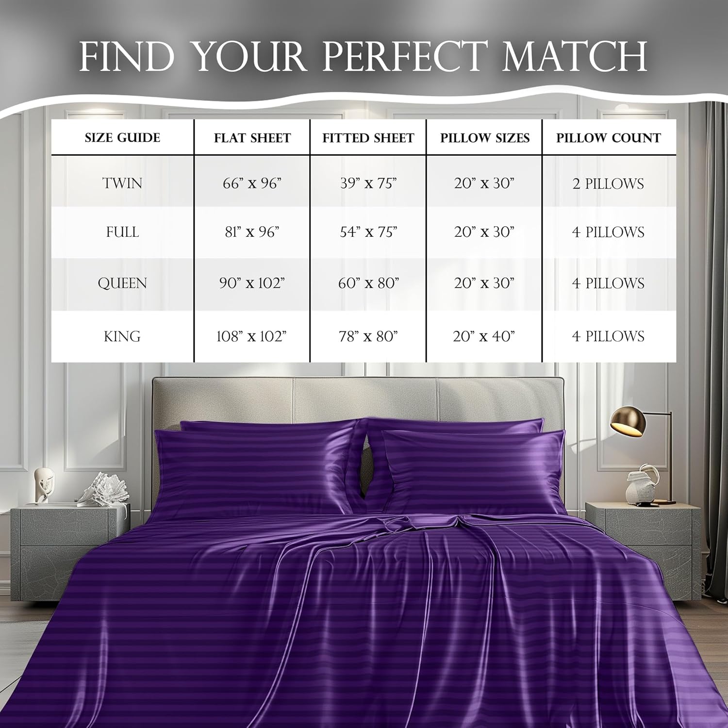 Luxury Satin Bedding Set - Silky Sheets Deep Pocket Wrinkle-Free Skin-Friendly - Picture 78 of 150