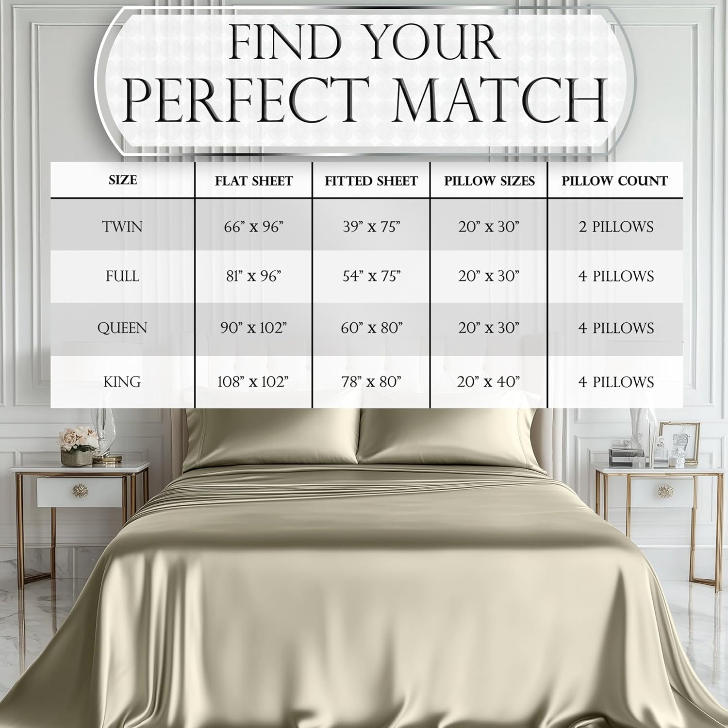 Luxury Satin Bedding Set - Silky Sheets Deep Pocket Wrinkle-Free Skin-Friendly - Picture 96 of 150