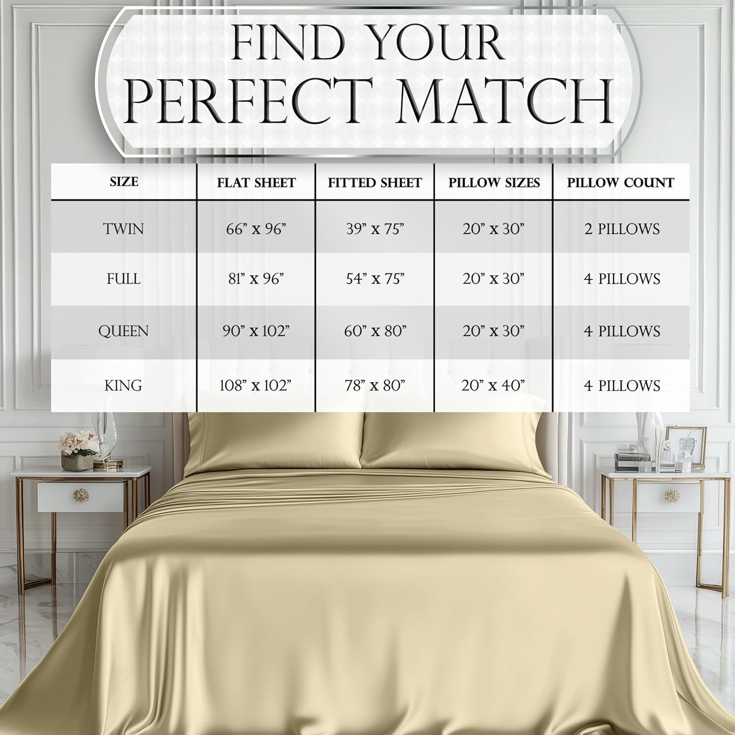 Luxury Satin Bedding Set - Silky Sheets Deep Pocket Wrinkle-Free Skin-Friendly - Picture 108 of 150