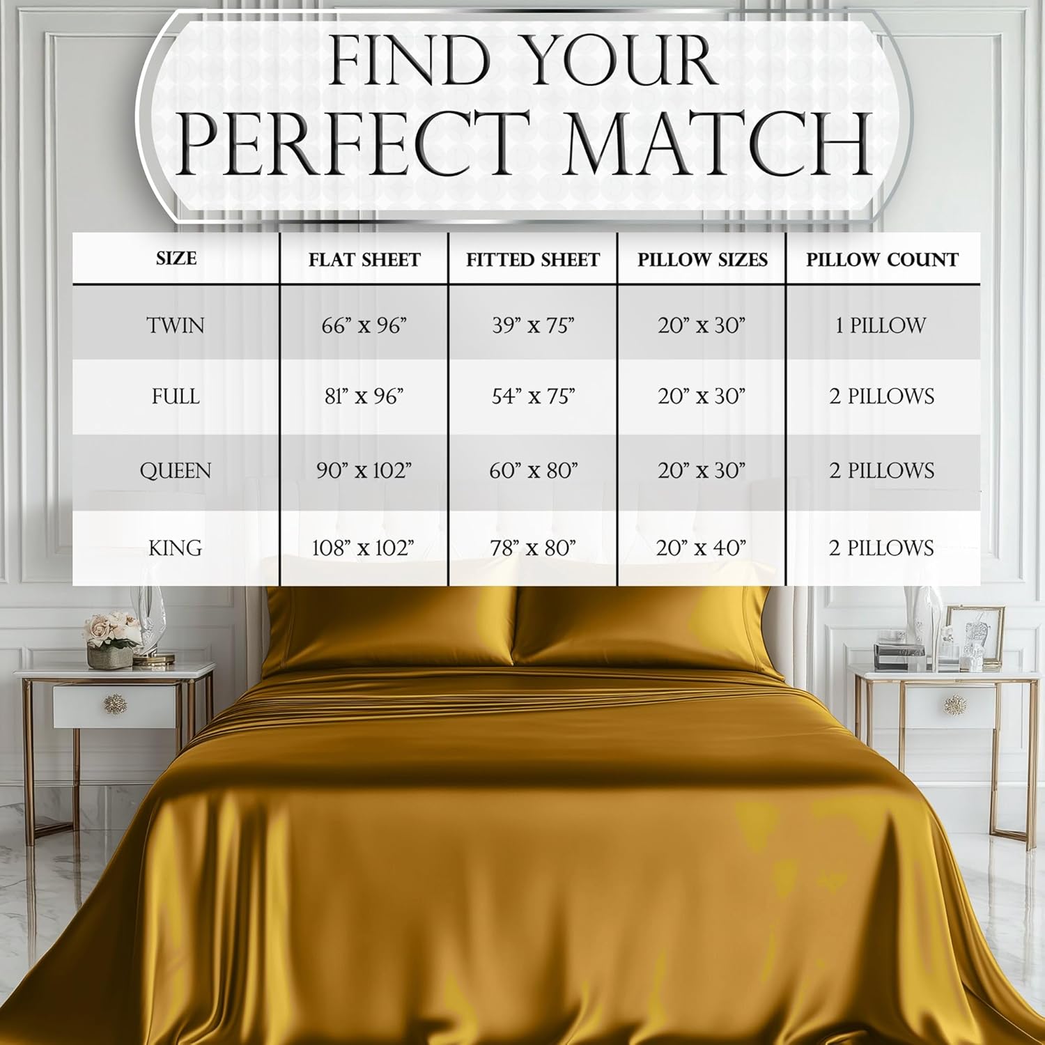 Luxury Satin Bedding Set - Silky Sheets Deep Pocket Wrinkle-Free Skin-Friendly - Picture 114 of 150