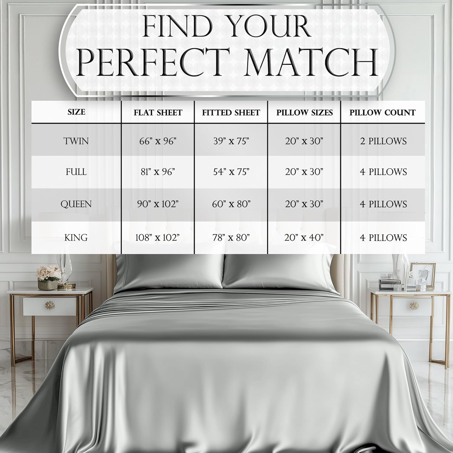 Luxury Satin Bedding Set - Silky Sheets Deep Pocket Wrinkle-Free Skin-Friendly - Picture 120 of 150