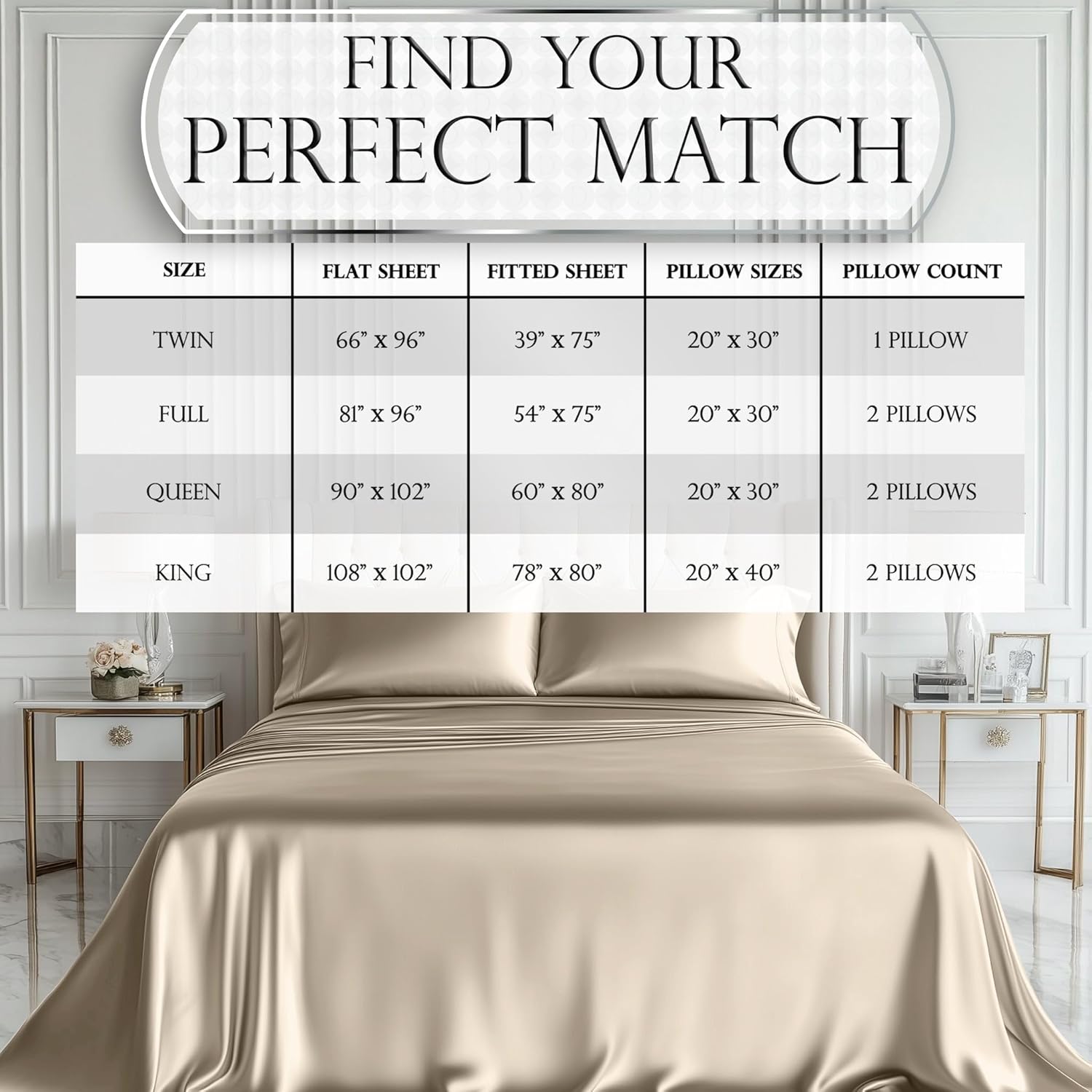 Luxury Satin Bedding Set - Silky Sheets Deep Pocket Wrinkle-Free Skin-Friendly - Picture 126 of 150
