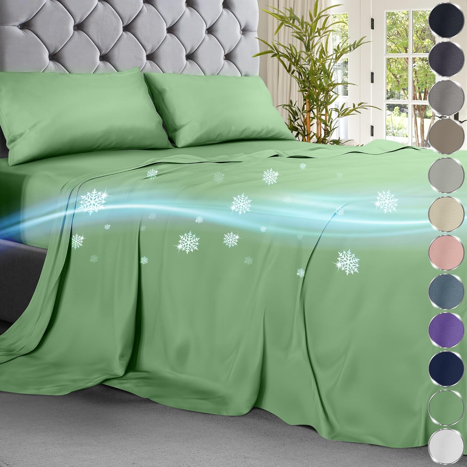 King/Groß Kühlende Bambus Viskose Bettwäsche 4 Stck. Ultraweiche Bettwäsche mit 18" tiefen Taschen - Bild 70 von 79