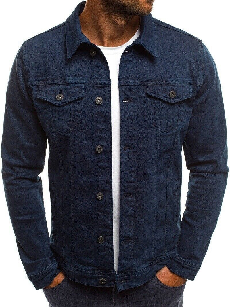 Hot Men’s Premium Faded Cotton Jean Button Up Slim Fit Jacket Denim Coat - Picture 19 of 21