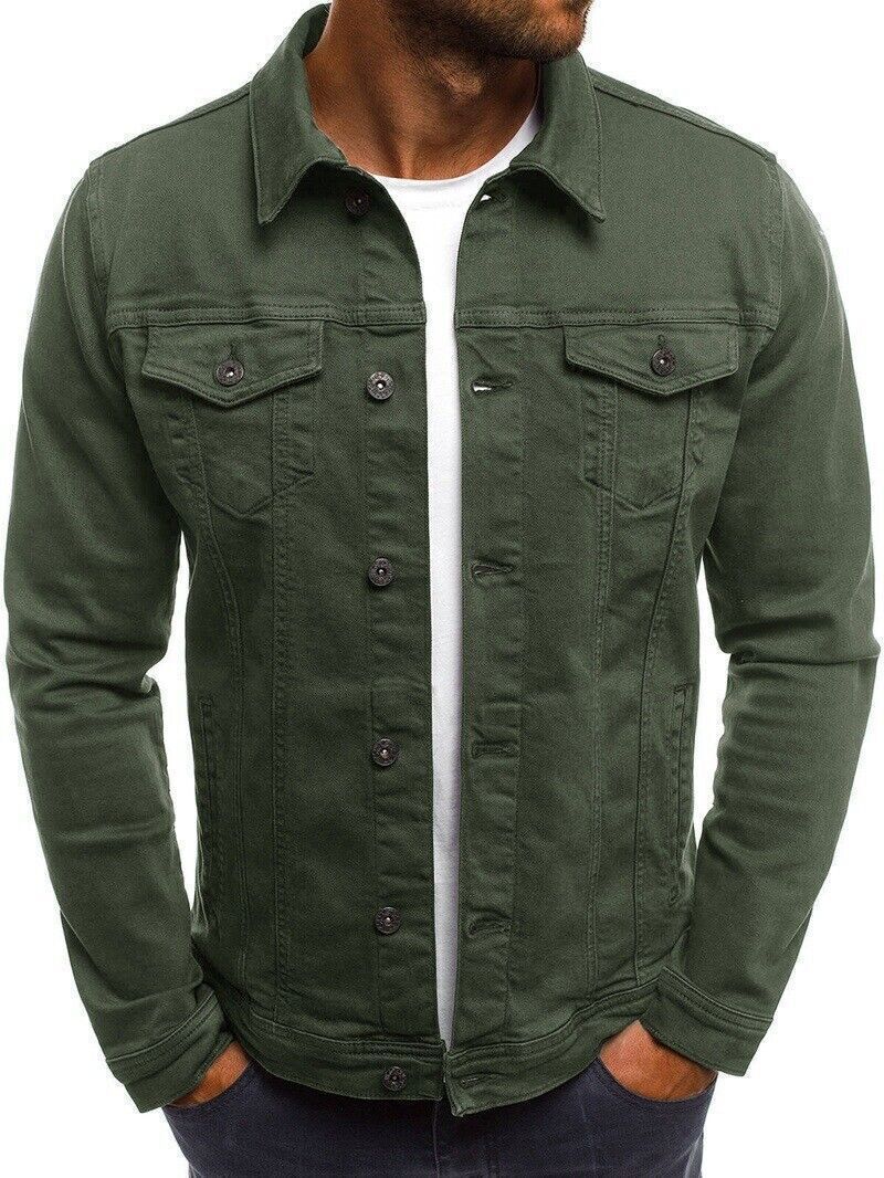 Hot Men’s Premium Faded Cotton Jean Button Up Slim Fit Jacket Denim Coat - Picture 18 of 21