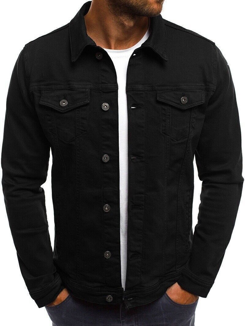 Hot Men’s Premium Faded Cotton Jean Button Up Slim Fit Jacket Denim Coat - Picture 20 of 21