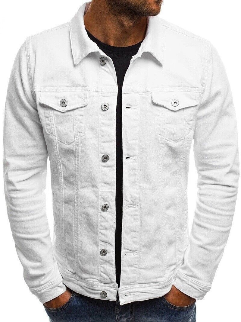 Hot Men’s Premium Faded Cotton Jean Button Up Slim Fit Jacket Denim Coat - Picture 16 of 21