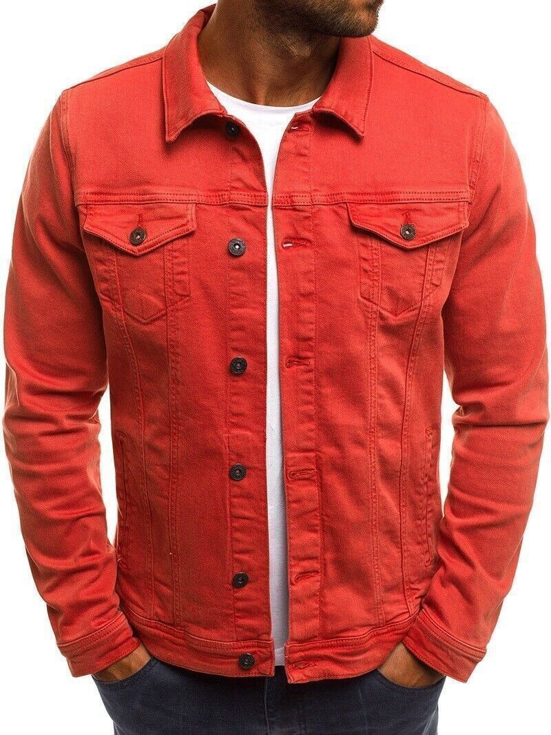 Hot Men’s Premium Faded Cotton Jean Button Up Slim Fit Jacket Denim Coat - Picture 21 of 21