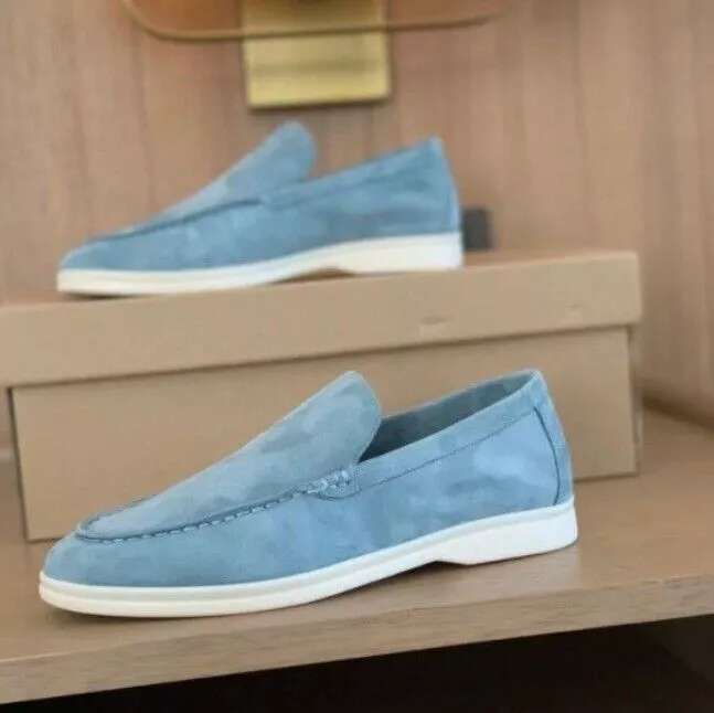 Men Fashion Classic Shoes Suede Slip-On Flat Casual Lazy Loafers Driving Shoes - Picture 31 of 35