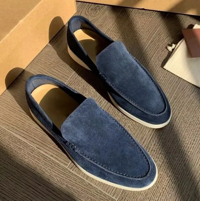 Men Fashion Classic Shoes Suede Slip-On Flat Casual Lazy Loafers Driving Shoes - Picture 28 of 35