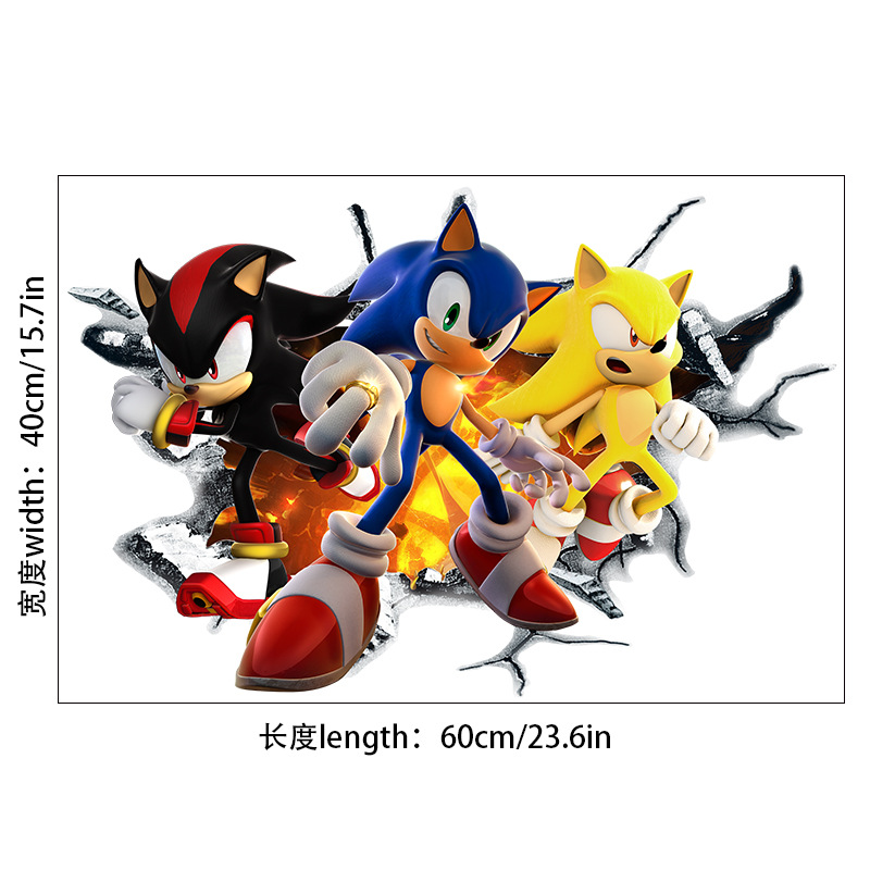 Cartoon Animation 3D Sonic Wall Stickers Children's Bedroom Wall Art Graffiti