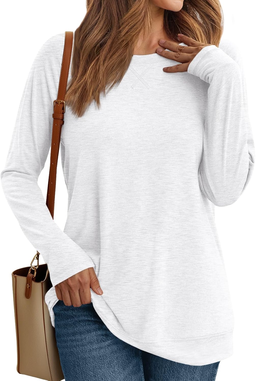 Women's Casual Long Sleeve Shirts Loose Fit Fall Tops Embroidery Stylish Outfits - Picture 29 of 88