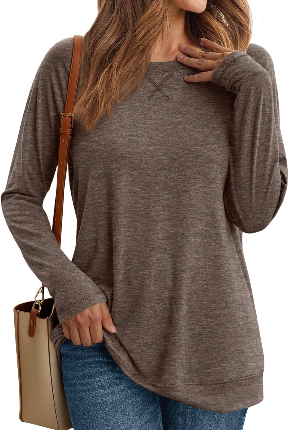 Women's Casual Long Sleeve Shirts Loose Fit Fall Tops Embroidery Stylish Outfits - Picture 34 of 88