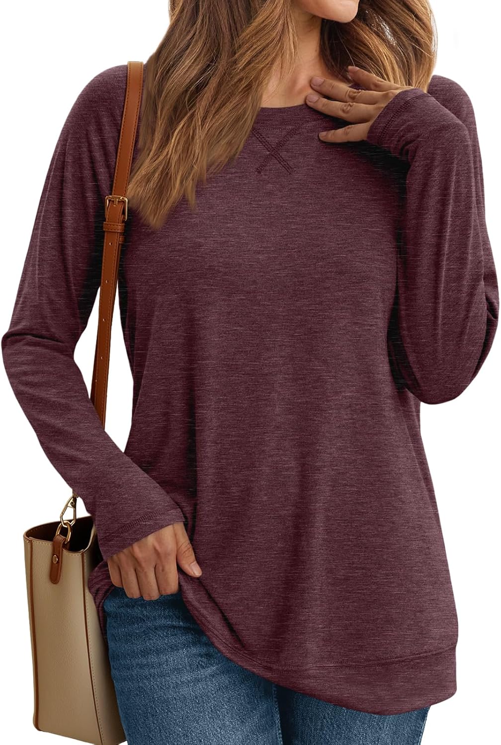 Women's Casual Long Sleeve Shirts Loose Fit Fall Tops Embroidery Stylish Outfits - Picture 39 of 88