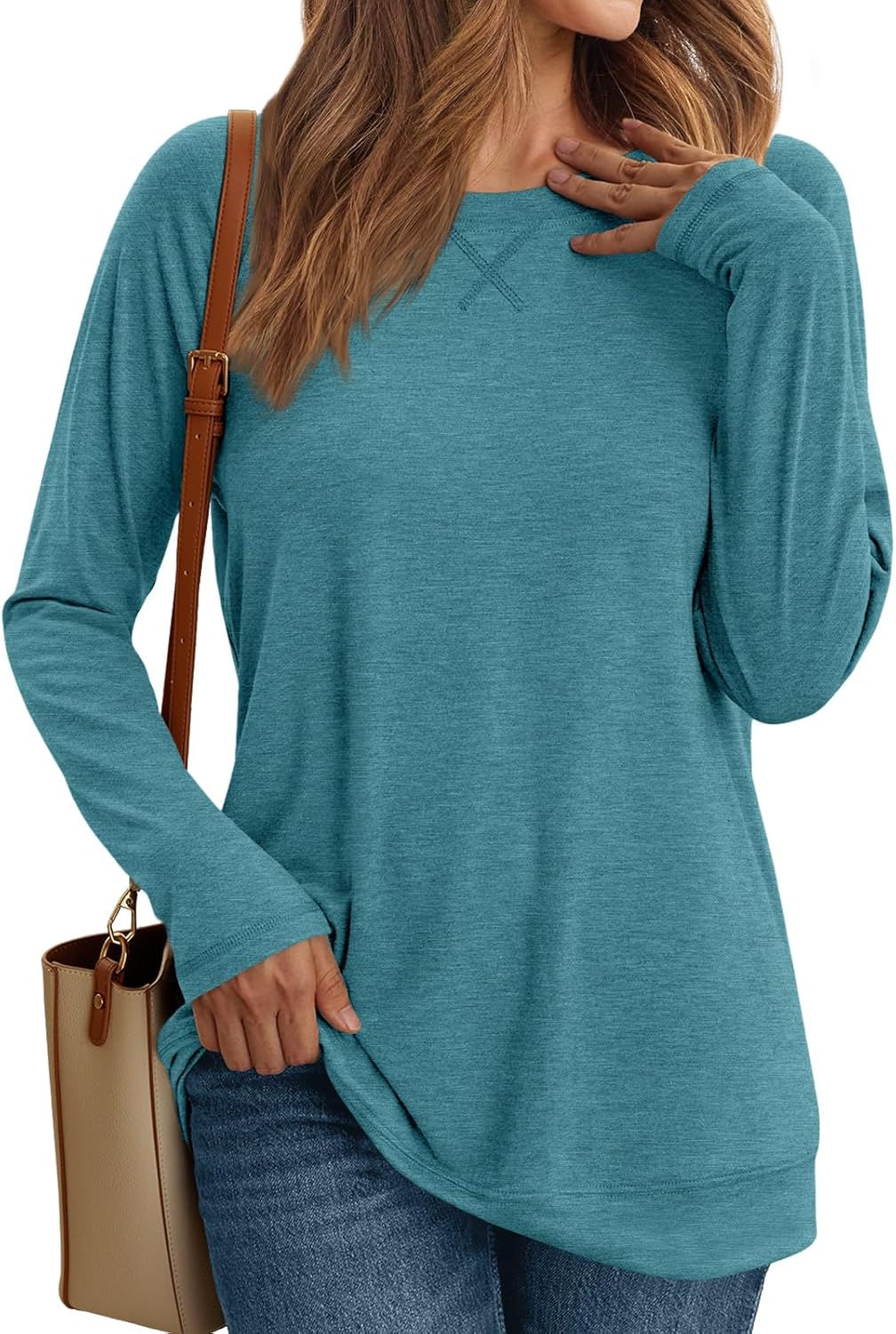 Women's Casual Long Sleeve Shirts Loose Fit Fall Tops Embroidery Stylish Outfits - Picture 49 of 88