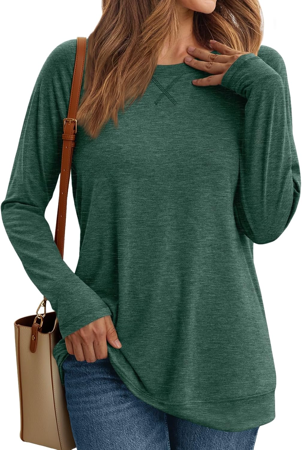 Women's Casual Long Sleeve Shirts Loose Fit Fall Tops Embroidery Stylish Outfits - Picture 54 of 88
