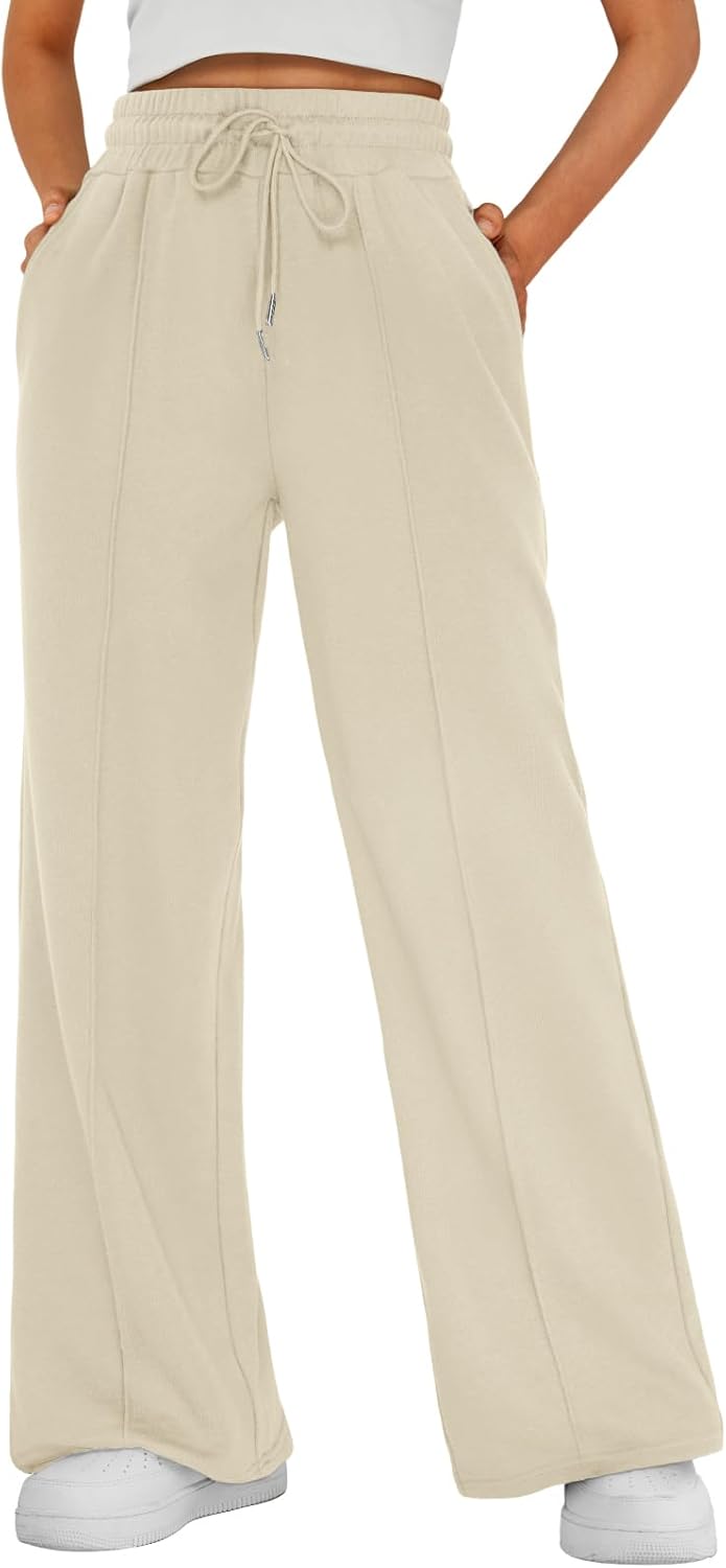 AUTOMET Womens Wide Leg Sweatpants High Waisted Baggy Pants Drawstring Athletic - Picture 25 of 99