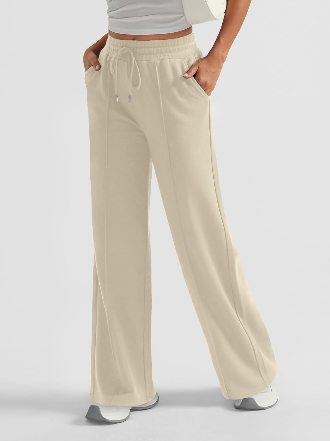 AUTOMET Womens Wide Leg Sweatpants High Waisted Baggy Pants Drawstring Athletic - Picture 27 of 99