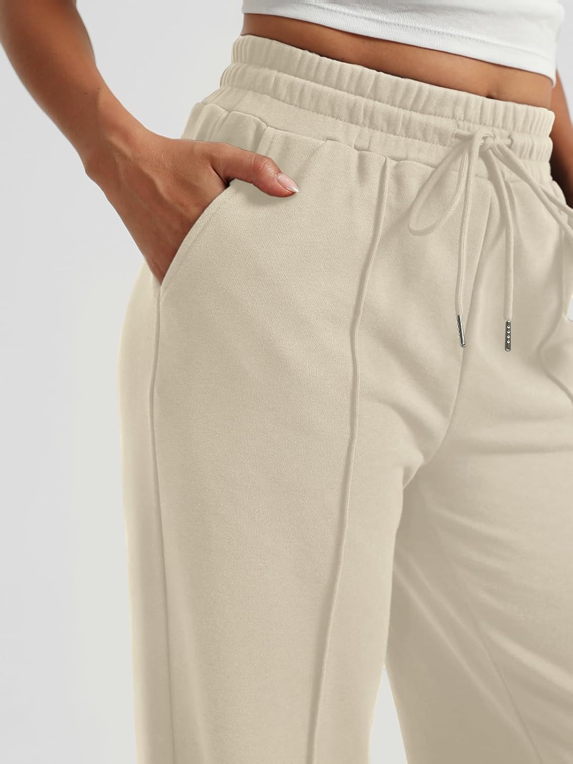 AUTOMET Womens Wide Leg Sweatpants High Waisted Baggy Pants Drawstring Athletic - Picture 29 of 99