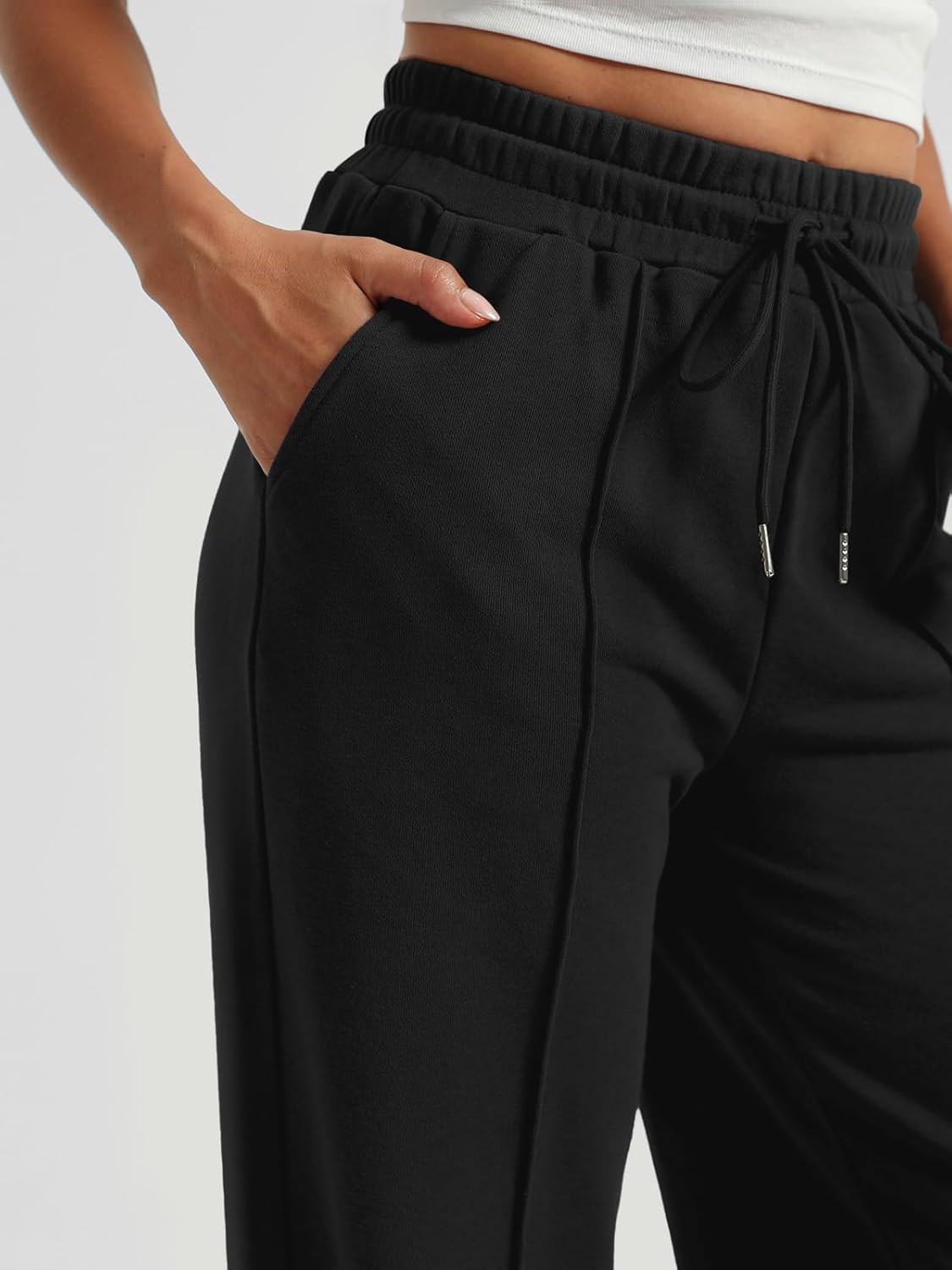 AUTOMET Womens Wide Leg Sweatpants High Waisted Baggy Pants Drawstring Athletic - Picture 34 of 99