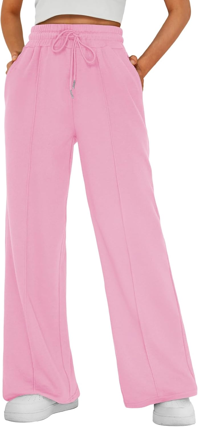 AUTOMET Womens Wide Leg Sweatpants High Waisted Baggy Pants Drawstring Athletic - Picture 35 of 99