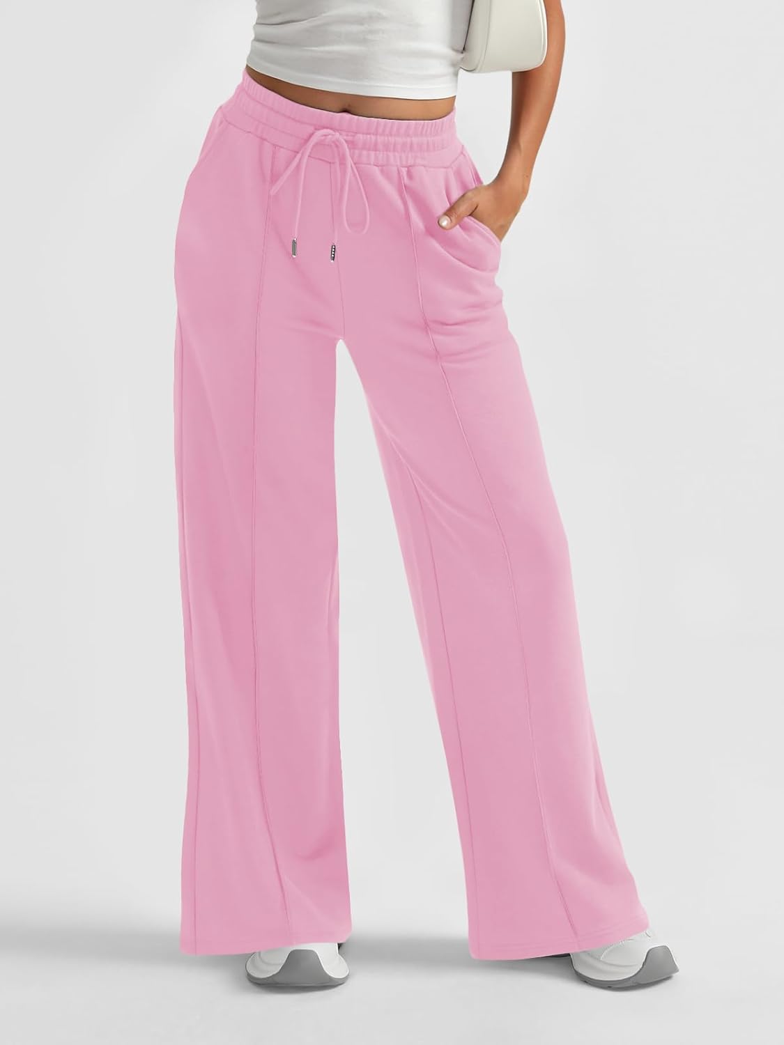 AUTOMET Womens Wide Leg Sweatpants High Waisted Baggy Pants Drawstring Athletic - Picture 36 of 99