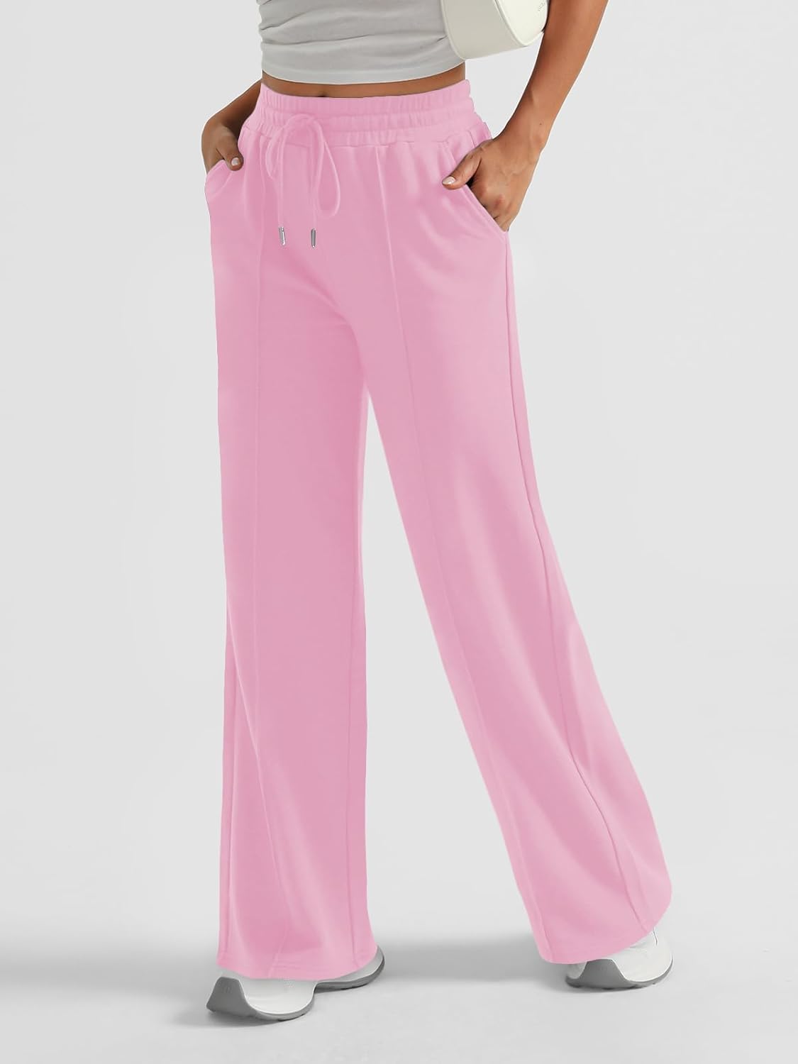 AUTOMET Womens Wide Leg Sweatpants High Waisted Baggy Pants Drawstring Athletic - Picture 37 of 99