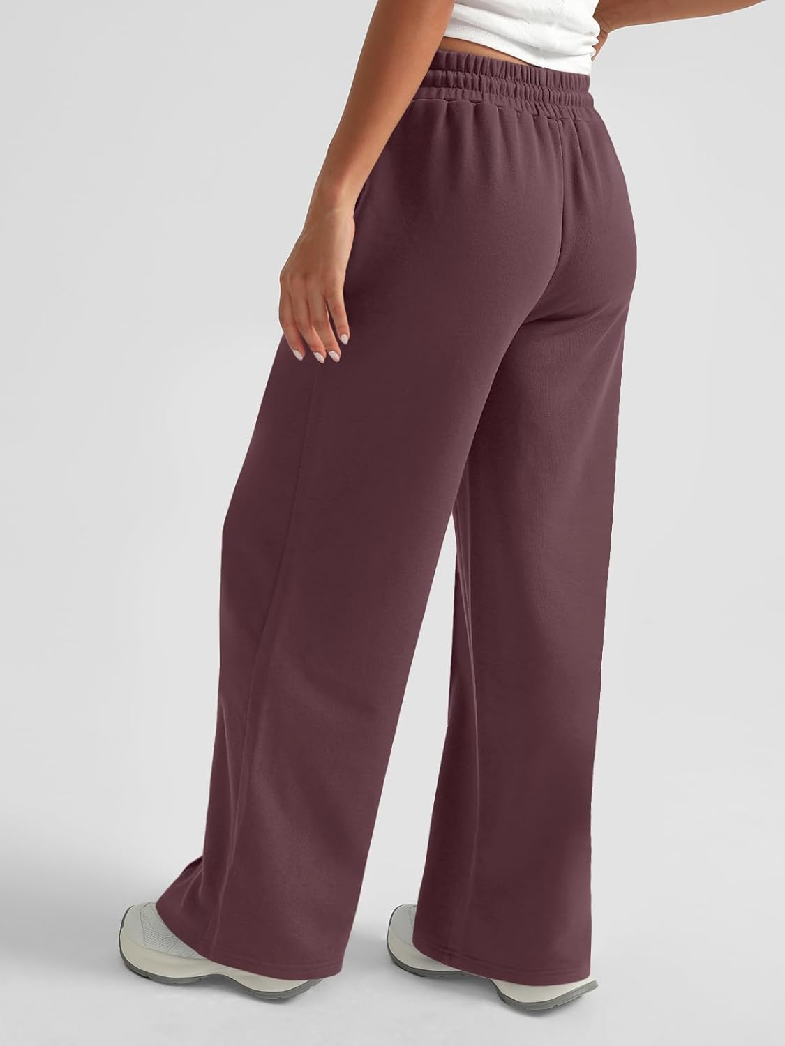 AUTOMET Womens Wide Leg Sweatpants High Waisted Baggy Pants Drawstring Athletic - Picture 43 of 99