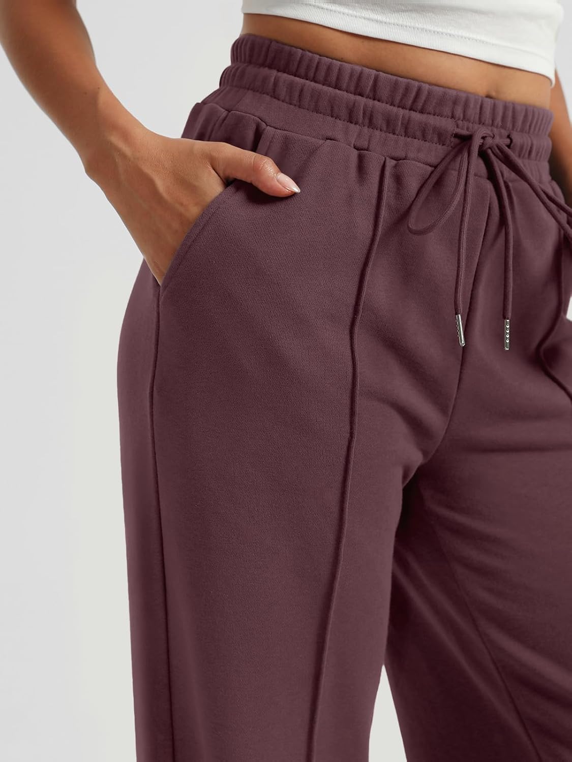 AUTOMET Womens Wide Leg Sweatpants High Waisted Baggy Pants Drawstring Athletic - Picture 44 of 99