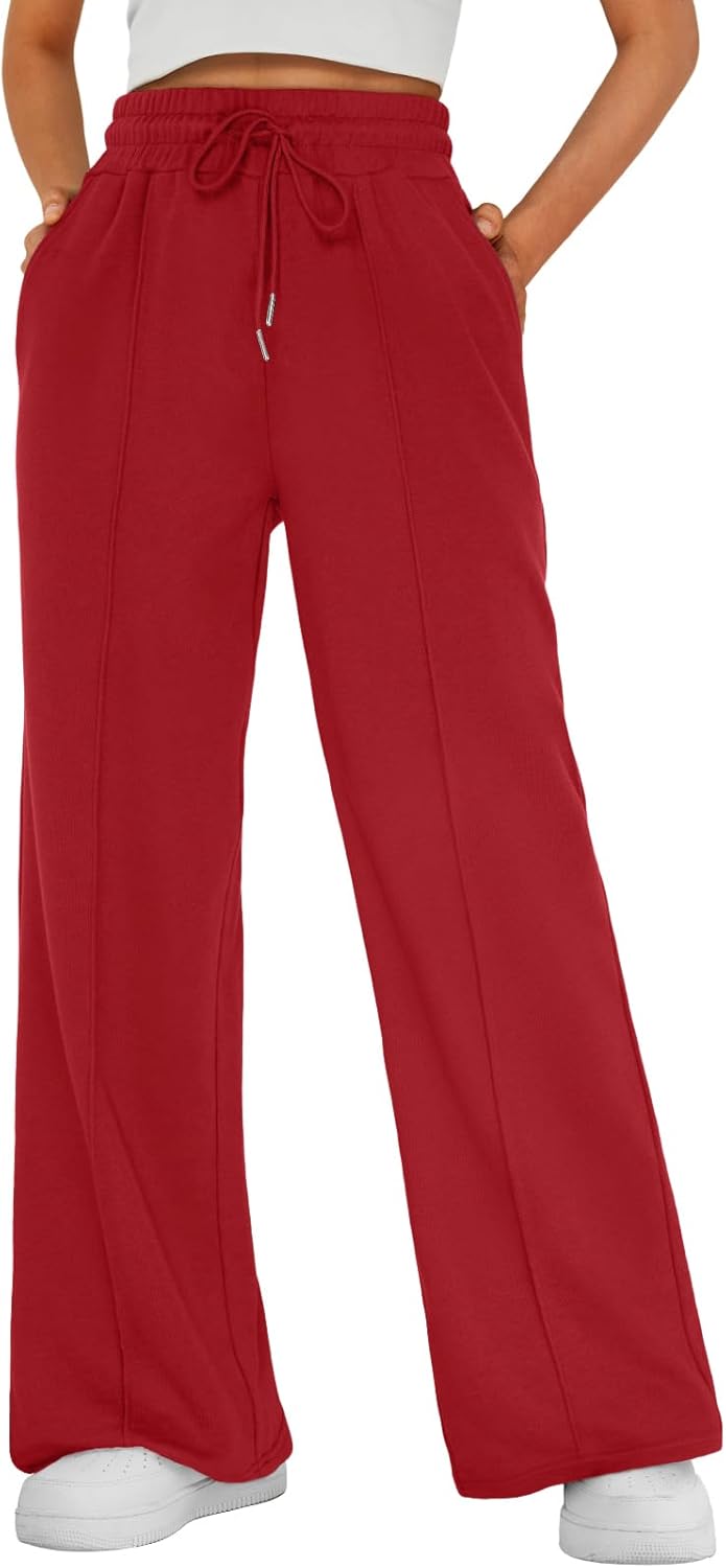 AUTOMET Womens Wide Leg Sweatpants High Waisted Baggy Pants Drawstring Athletic - Picture 45 of 99