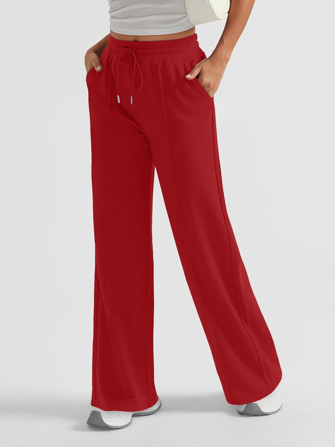 AUTOMET Womens Wide Leg Sweatpants High Waisted Baggy Pants Drawstring Athletic - Picture 47 of 99