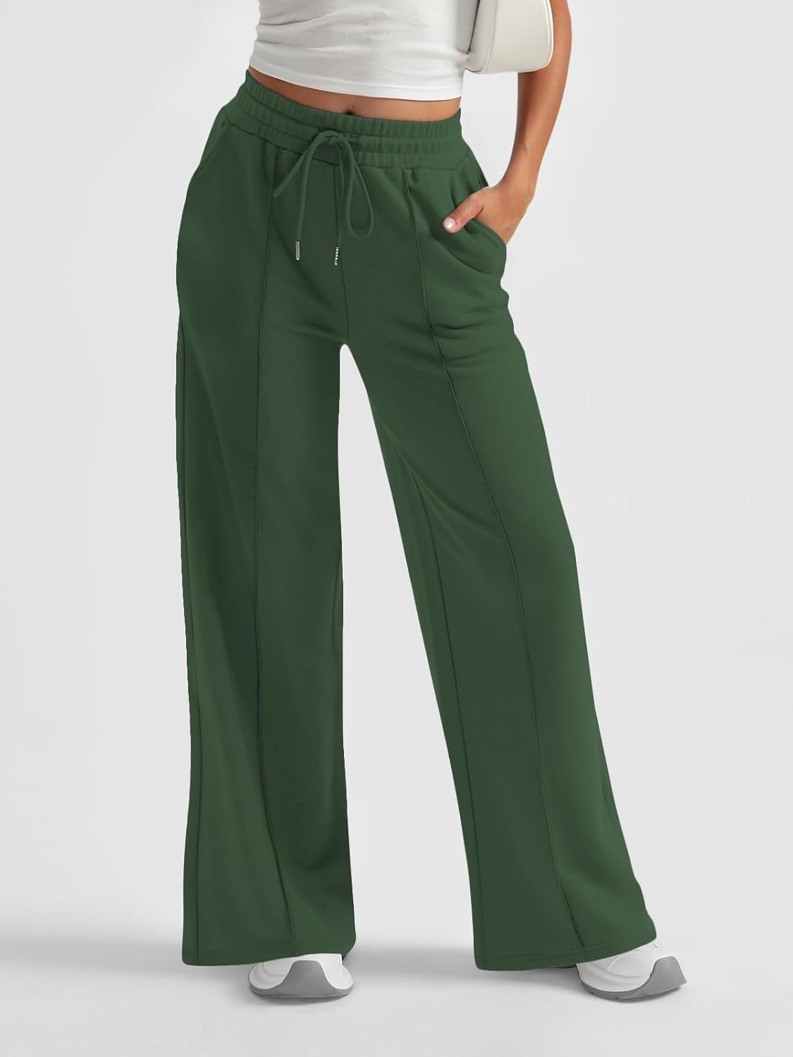 AUTOMET Womens Wide Leg Sweatpants High Waisted Baggy Pants Drawstring Athletic - Picture 51 of 99