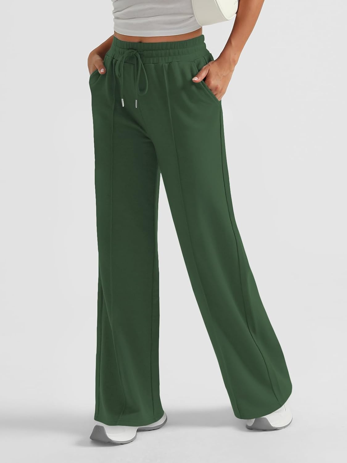 AUTOMET Womens Wide Leg Sweatpants High Waisted Baggy Pants Drawstring Athletic - Picture 52 of 99