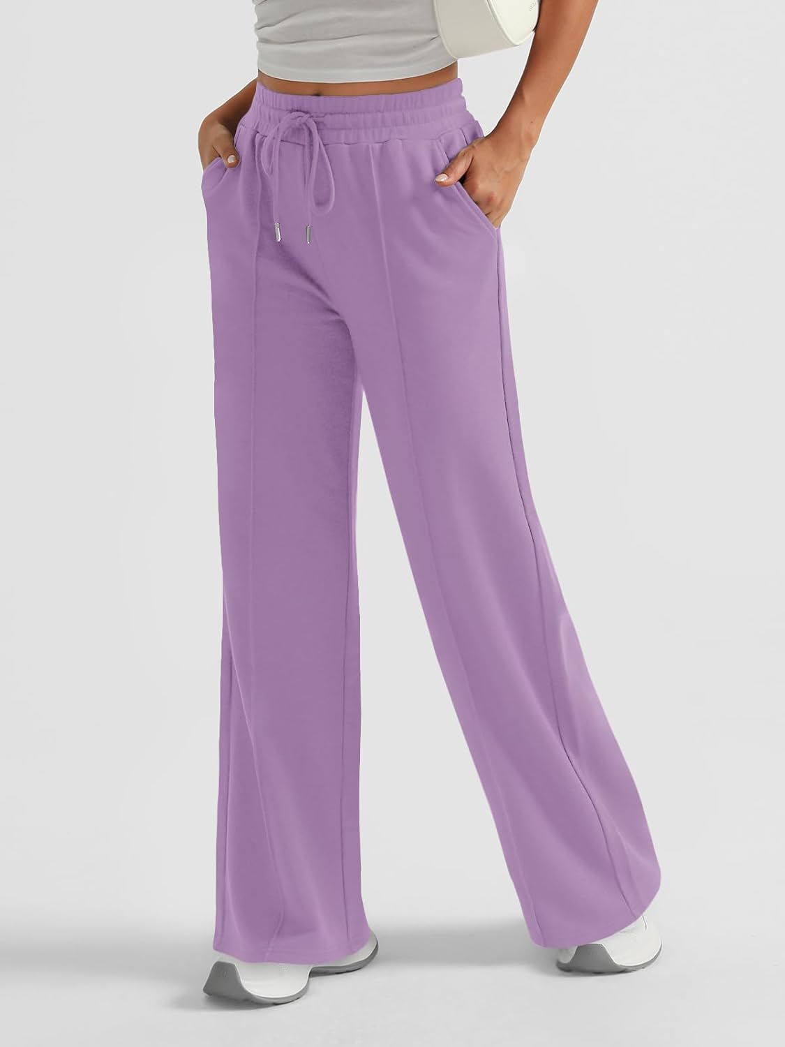 AUTOMET Womens Wide Leg Sweatpants High Waisted Baggy Pants Drawstring Athletic - Picture 57 of 99
