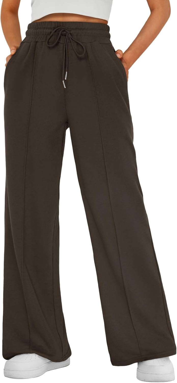 AUTOMET Womens Wide Leg Sweatpants High Waisted Baggy Pants Drawstring Athletic - Picture 60 of 99