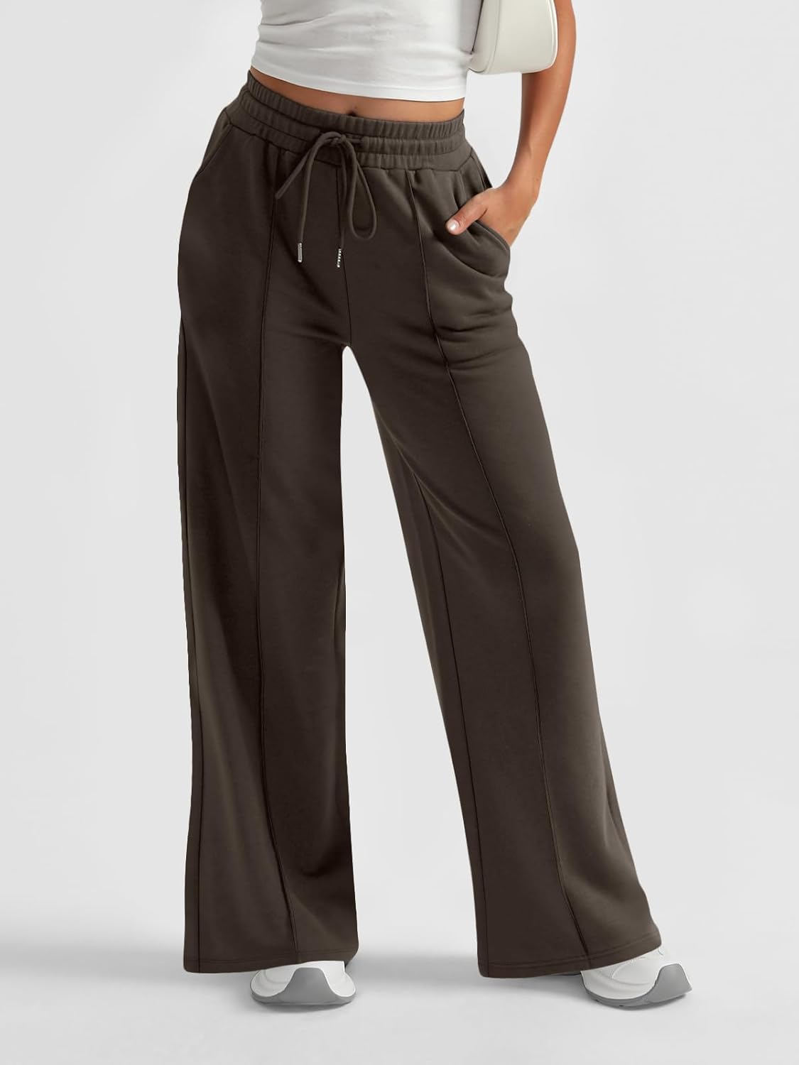 AUTOMET Womens Wide Leg Sweatpants High Waisted Baggy Pants Drawstring Athletic - Picture 61 of 99
