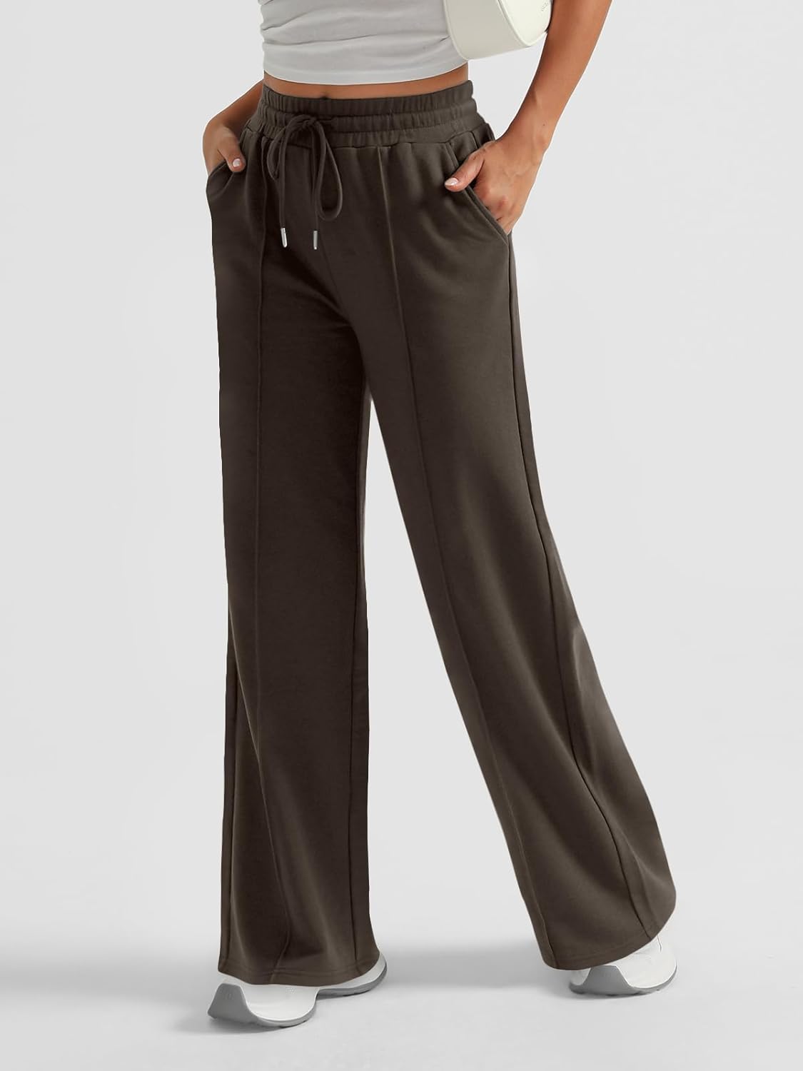 AUTOMET Womens Wide Leg Sweatpants High Waisted Baggy Pants Drawstring Athletic - Picture 62 of 99