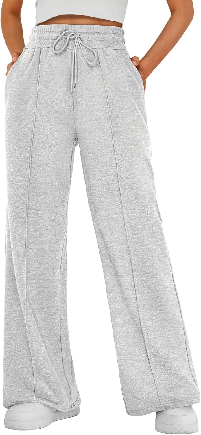 AUTOMET Womens Wide Leg Sweatpants High Waisted Baggy Pants Drawstring Athletic - Picture 65 of 99
