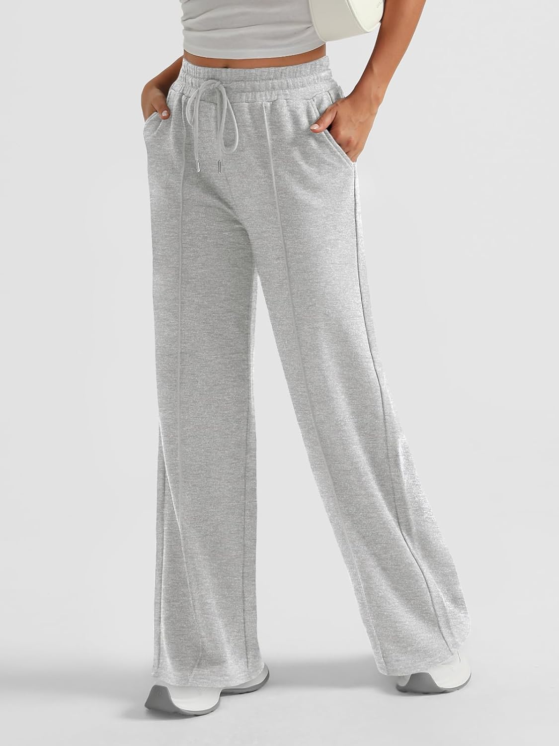 AUTOMET Womens Wide Leg Sweatpants High Waisted Baggy Pants Drawstring Athletic - Picture 67 of 99