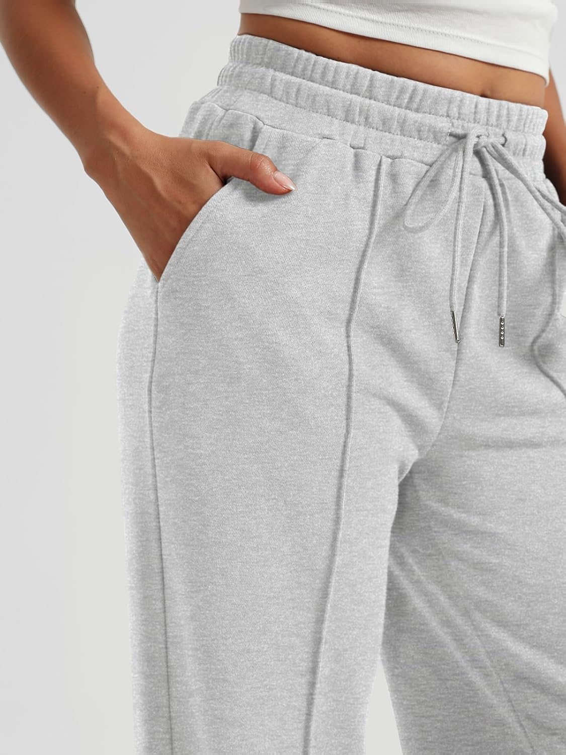 AUTOMET Womens Wide Leg Sweatpants High Waisted Baggy Pants Drawstring Athletic - Picture 69 of 99