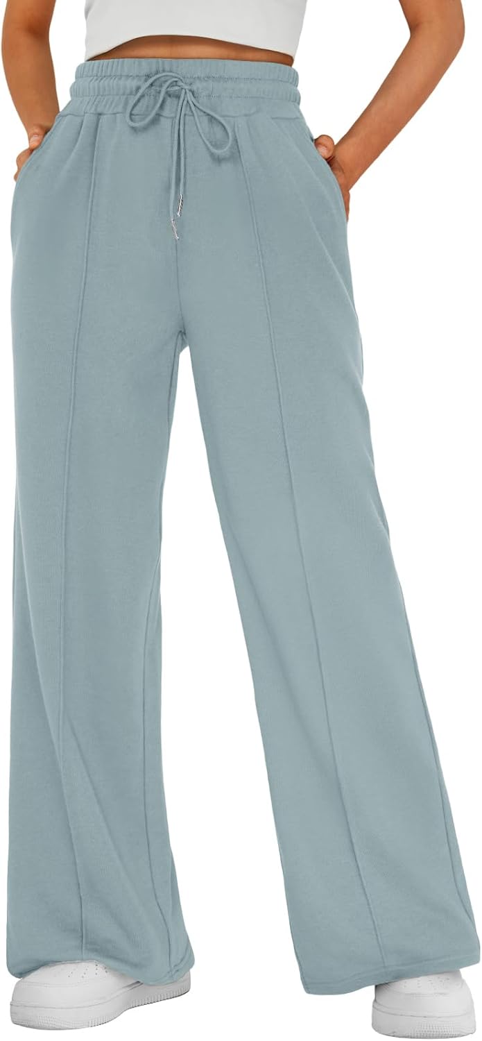 AUTOMET Womens Wide Leg Sweatpants High Waisted Baggy Pants Drawstring Athletic - Picture 70 of 99